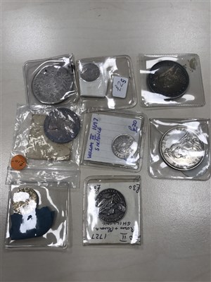 Lot 602 - A GROUP OF 19TH CENTURY AND OTHER SILVER AND OTHER COINS