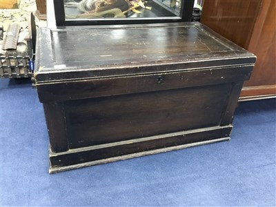 Lot 124 - TWO STAINED WOOD TRAVEL TRUNKS