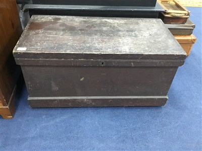 Lot 124 - TWO STAINED WOOD TRAVEL TRUNKS