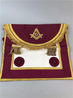 Lot 158 - TWO MASONIC APRONS AND FOUR MEDALS