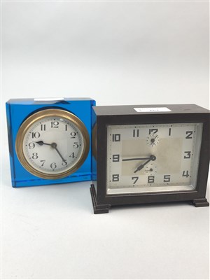 Lot 163 - A SMALL BAKELITE CASED TIMEPIECE AND THREE OTHER TIMEPIECES
