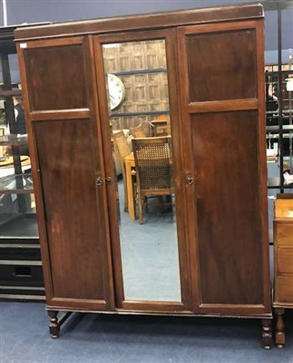 Lot 172 - A MAHOGANY TWO DOOR WARDROBE, A DRESSING CHEST AND A CHEST