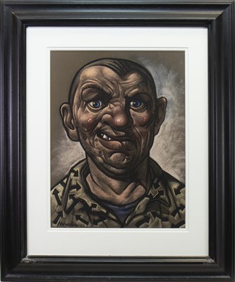 Lot 566 - A PASTEL ON PAPER BY PETER HOWSON