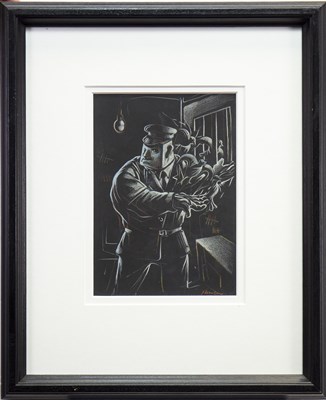 Lot 572 - A CONGLOMERATION OF CONVICTS, A PASTEL BY PETER HOWSON