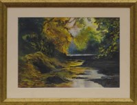 Lot 279 - ALICK GRAY, AUTUMN ON THE RIVER watercolour...