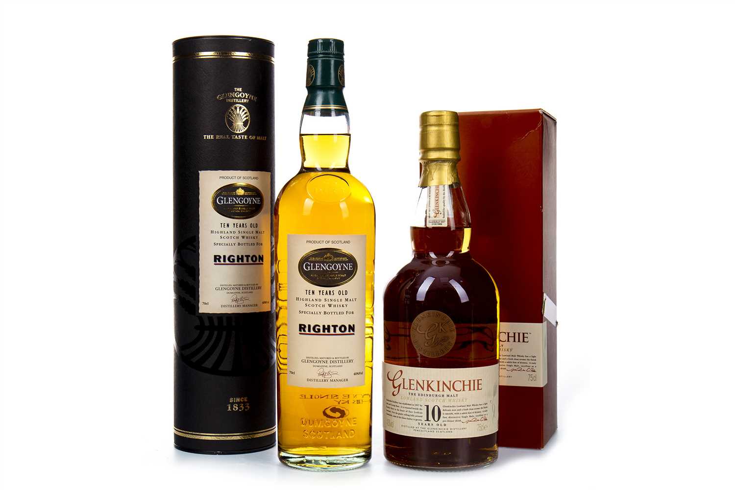 Lot 342 - GLENKINCHIE 10 YEARS OLD AND GLENGOYNE 10 YEARS OLD