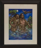 Lot 292 - * PETER HOWSON OBE, THE PROTECTOR pastel on...