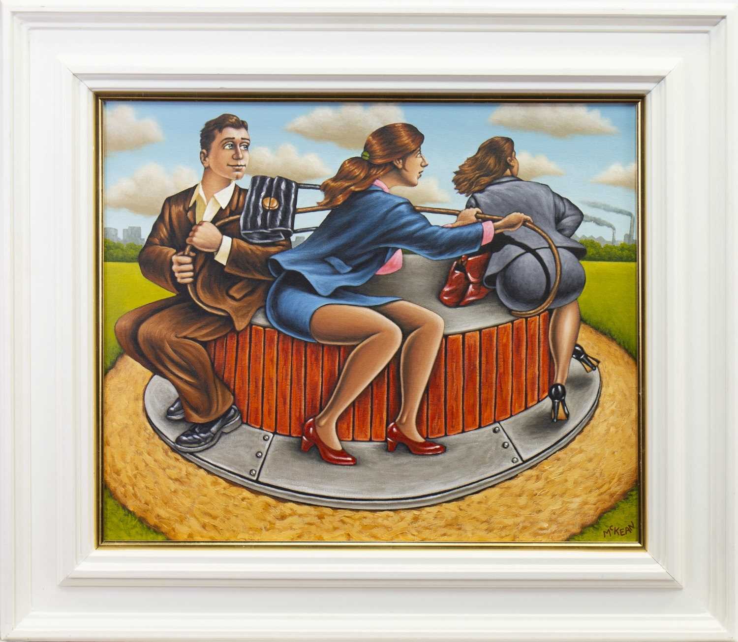 Lot 638 - CHASING OUR TALES, AN OIL BY GRAHAM MCKEAN