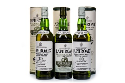 Lot 348 - TWO LAPHROAIG 10 YEARS OLD AND ONE QUARTER CASK