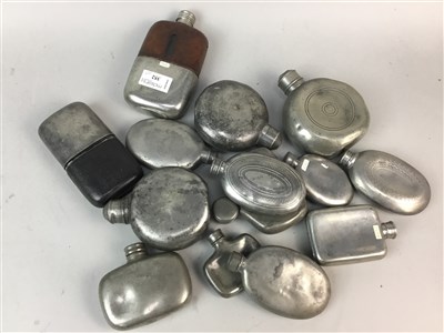 Lot 352 - A COLLECTION OF PEWTER HIP FLASKS