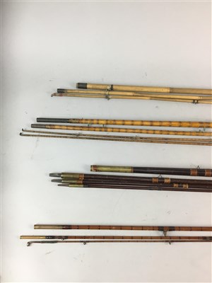 Lot 346 - A GROUP OF SPLIT CANE, GREENHEART AND BAMBOO FISHING RODS