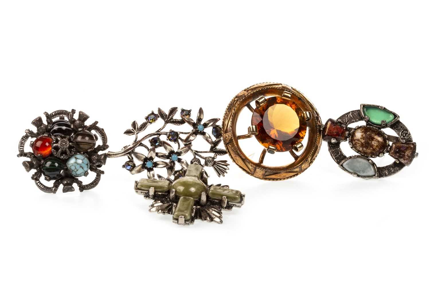 Lot 165 - A VICTORIAN BROOCH AND THREE OTHER BROOCHES