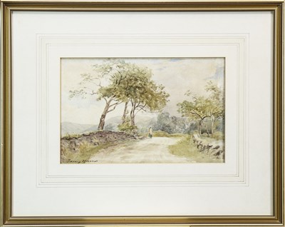 Lot 466 - ON THE STRACHUR ROAD, A WATERCOLOUR BY JAMES HERON