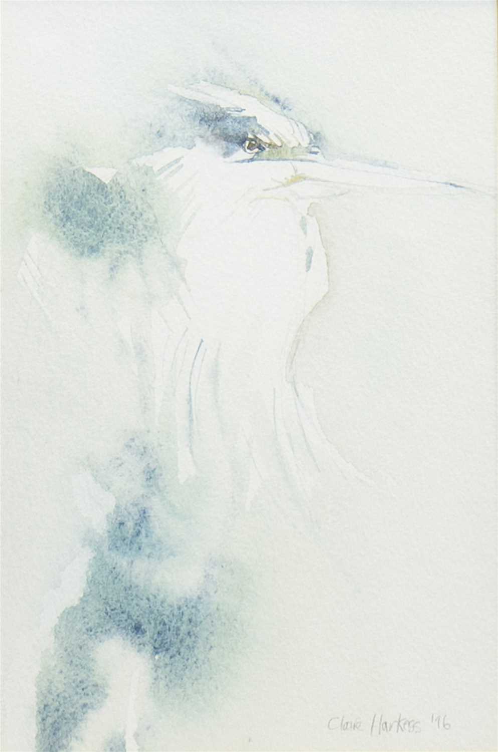 Lot 534 - KINGFISHER, A WATERCOLOUR BY CLAIRE HARKESS