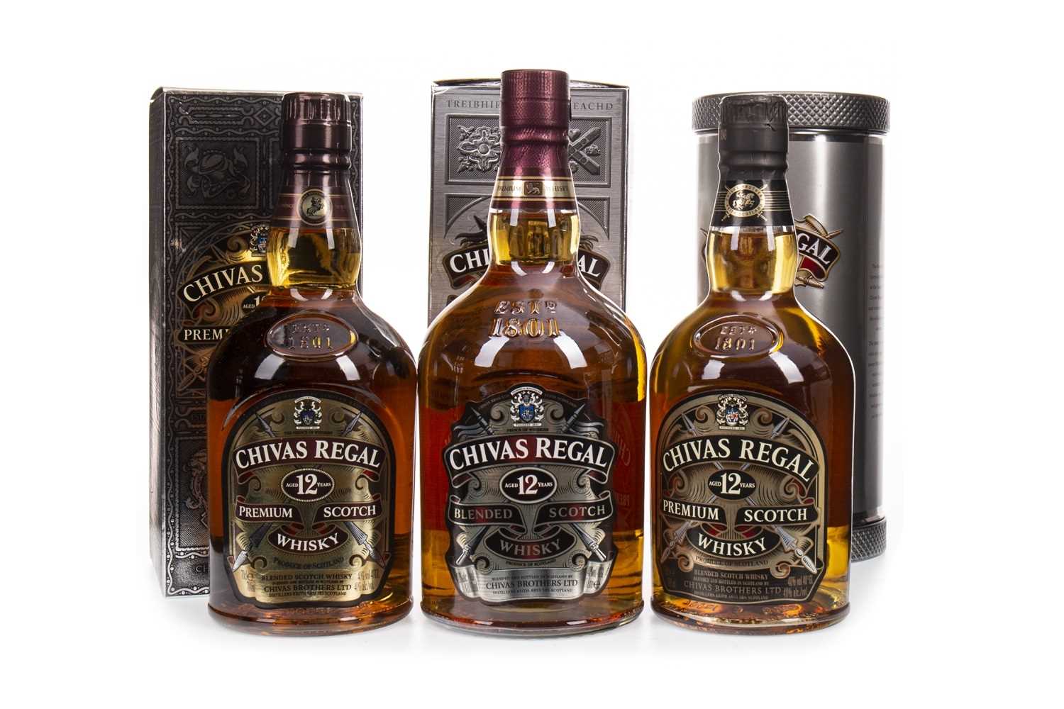 Lot 425 - ONE LITRE AND TWO BOTTLES OF CHIVAS REGAL 12 YEARS OLD