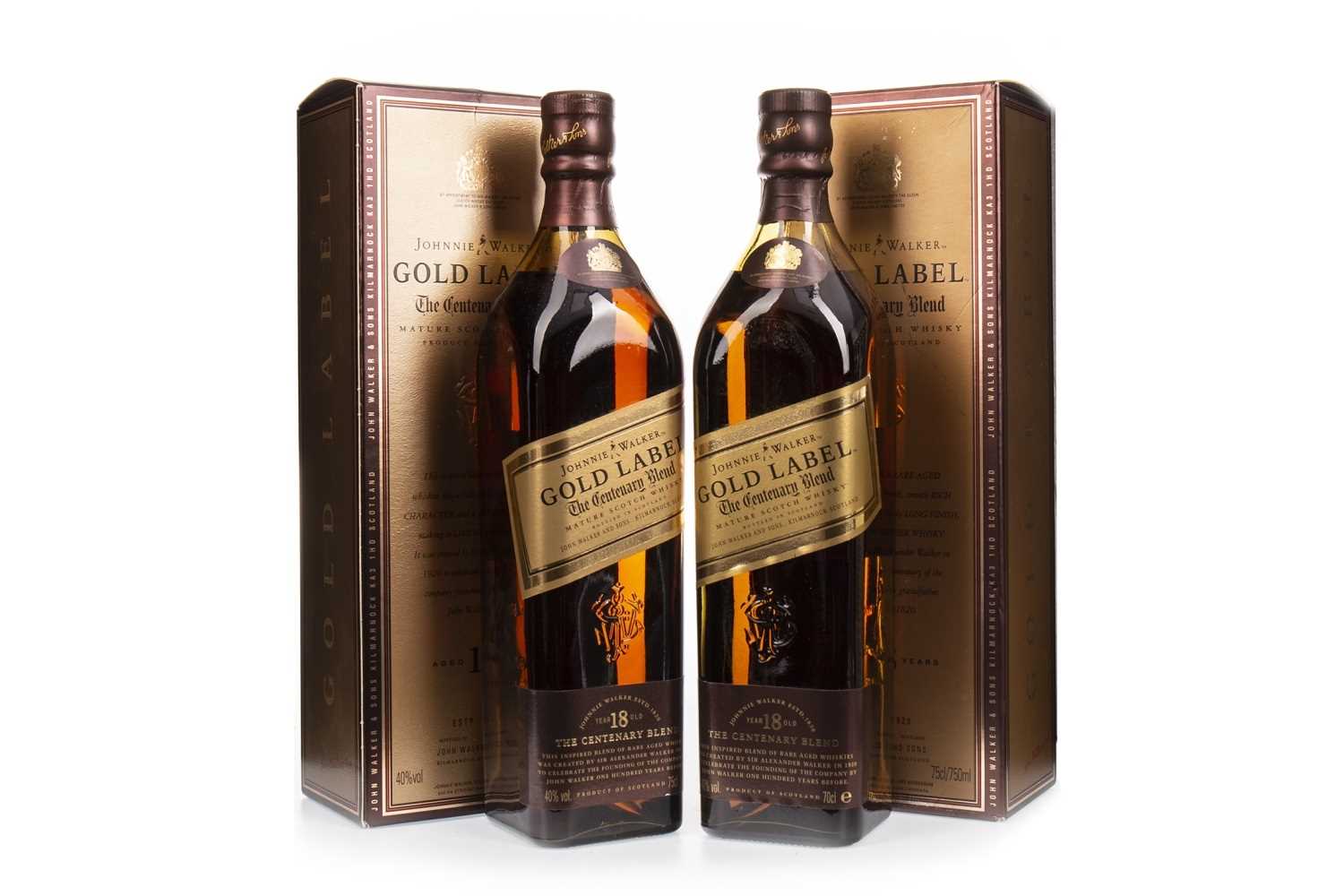 Lot 428 - TWO BOTTLES OF JOHNNIE WALKER GOLD LABEL CENTENARY BLEND AGED 18 YEARS