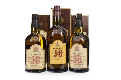 Lot 451 - ONE LITRE AND TWO BOTTLES OF J&B RESERVE AGED 15 YEARS