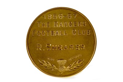 Lot 1932 - BOBBY SHEARER 'CAPTAIN CUTLASS' OF RANGERS F.C. - HIS FIRST DIVISION WINNERS GOLD MEDAL 1957
