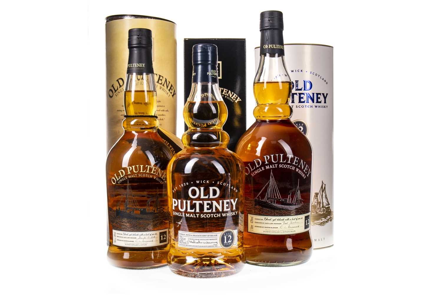 Lot 310 - ONE LITRE AND TWO BOTTLES OF OLD PULTENEY AGED 12 YEARS