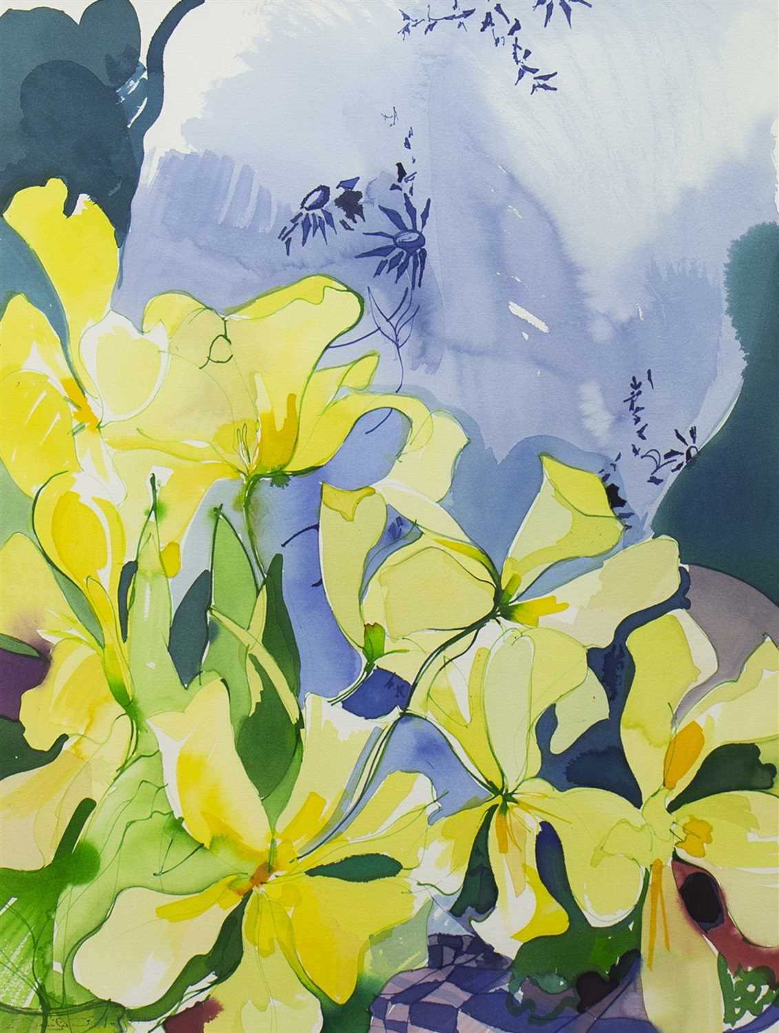 Lot 540 - STILL LIFE WITH FLOWERS, A WATERCOLOUR BY JENNIE TUFFS