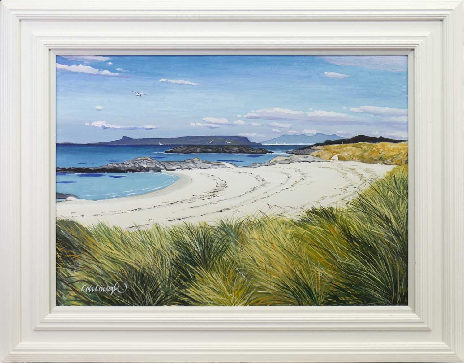Lot 606 - SMALL ISLES FROM CAMUSDARACH, AN OIL BY FRANK COLCLOUGH