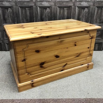 Lot 218 - AN EARLY 20TH CENTURY CAMPHORWOOD BLANKET CHEST AND A MODERN PINE BLANKET CHEST