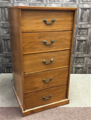 Lot 214 - A STAINED WOOD CHEST OF FIVE DRAWERS