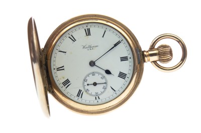 Lot 769 - A WALTHAM CARAT GOLD PLATED POCKET WATCH