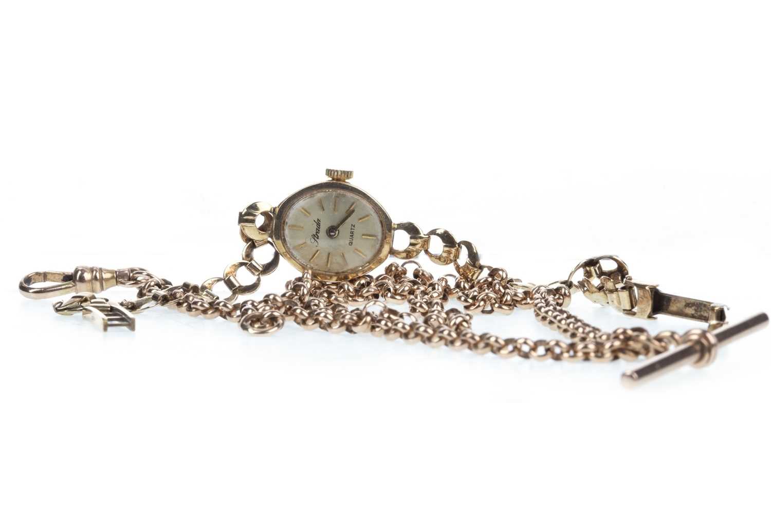 Lot 61 - A WATCH CHAIN STYLE NECKLACE AND A COCKTAIL WATCH
