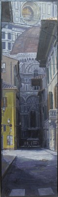 Lot 658 - FLORENCE FROM VIA DEL SERVI, AN OIL BY NICK LAW