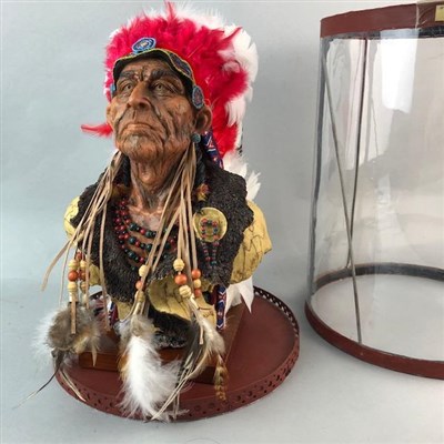 Lot 138 - A REPLICA RESIN BUST OF AN AMERICAN INDIAN CHIEF