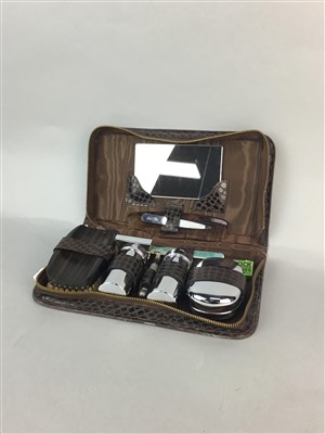 Lot 20 - A PAIR OF EARLY 20TH CENTURY BINOCULARS IN LEATHER CASE AND GENT'S TOILET SET