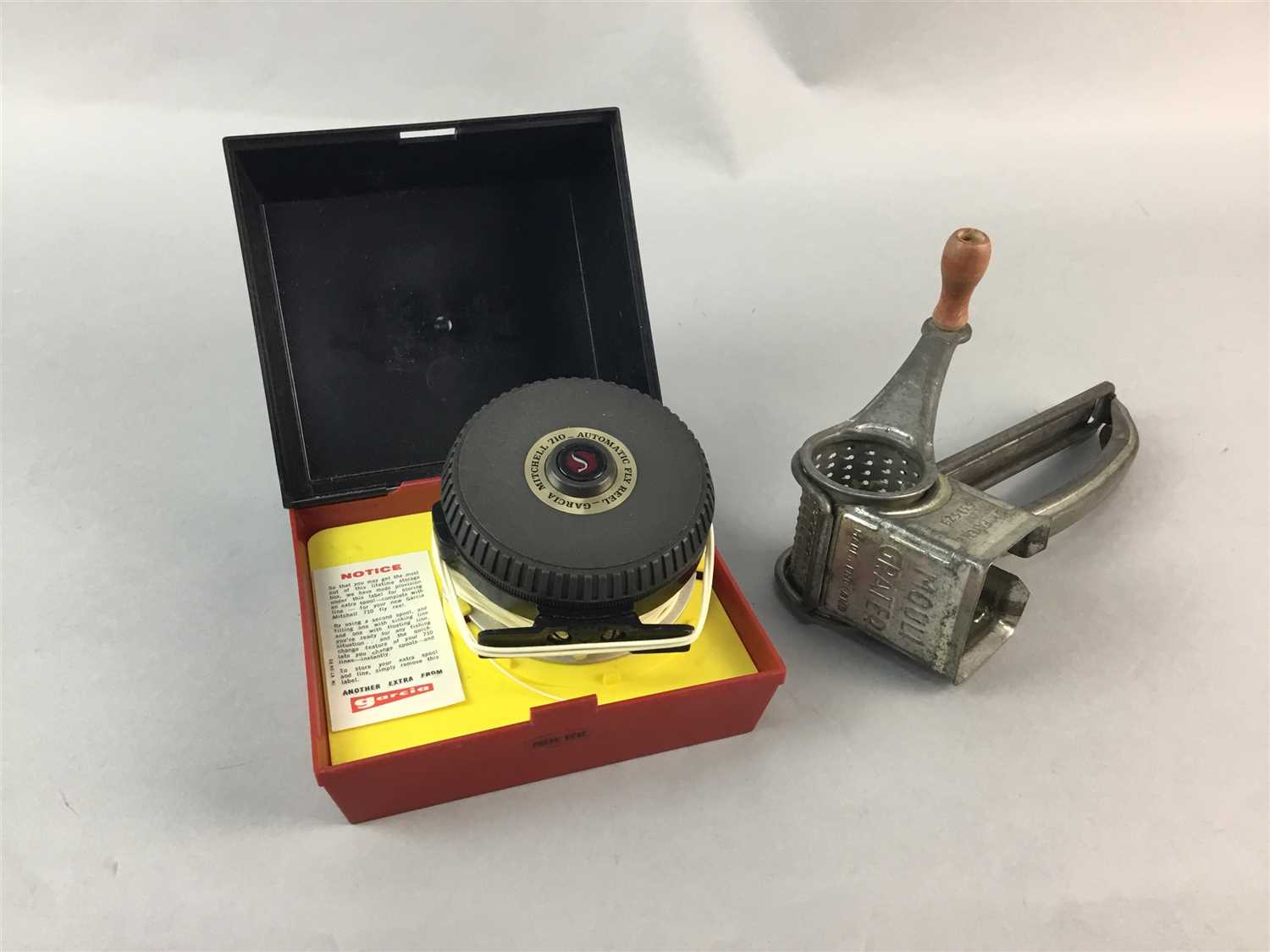 Lot 248 - A MOULI GRATER, AUTOMATIC FLY REEL, FISHING