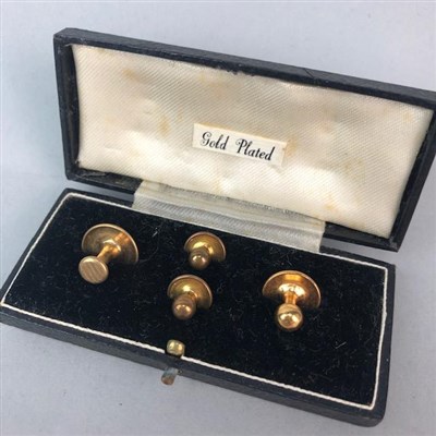Lot 250 - A SET OF GOLD PLATED STUDS, CUFFLINKS AND OTHER STUDS