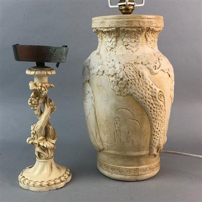 Lot 254 - A CERAMIC TABLE LAMP AND A SIMILAR POSY STAND