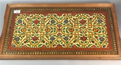 Lot 255 - A 20TH CENTURY WOODEN SERVING TRAY