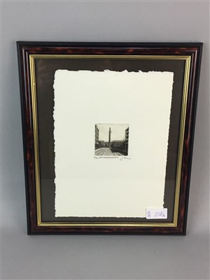 Lot 107 - THREE FRAMED PRINTS AND THREE PENCIL DRAWINGS OF BUILDINGS