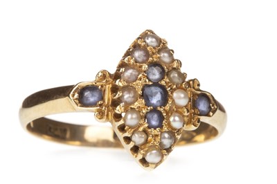 Lot 11 - A VICTORIAN BLUE GEM AND PEARL RING