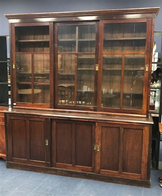 Lot 250 - A VICTORIAN STAINED WOOD BOOKCASE ON DRESSER