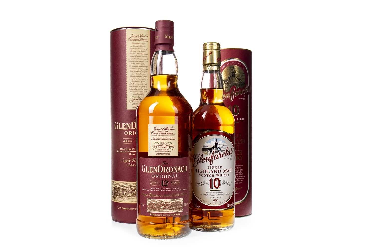 Lot 313 - GLENDRONACH ORIGINAL AGED 12 YEARS AND GLENFARCLAS 10 YEARS OLD