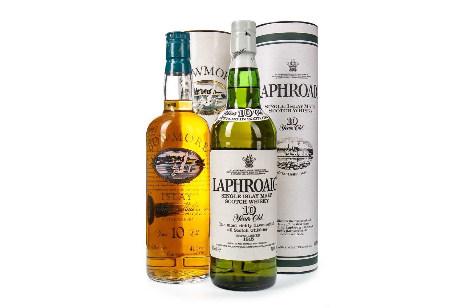 Lot 314 - BOWMORE 10 YEARS OLD AND LAPHROAIG 10 YEARS OLD