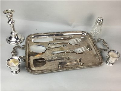Lot 294 - A SILVER PLATED THREE PIECE TEA SERVICE AND OTHER PLATED ITEMS