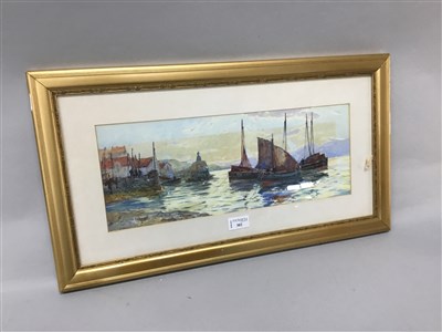 Lot 302 - FISHING VESSELS, A WATERCOLOUR BY F W SCARBROUGH