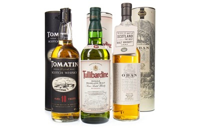 Lot 329 - TOMATIN AGED 10 YEARS, TULLIBARDINE AGED 10 YEARS AND OBAN AGED 14 YEARS