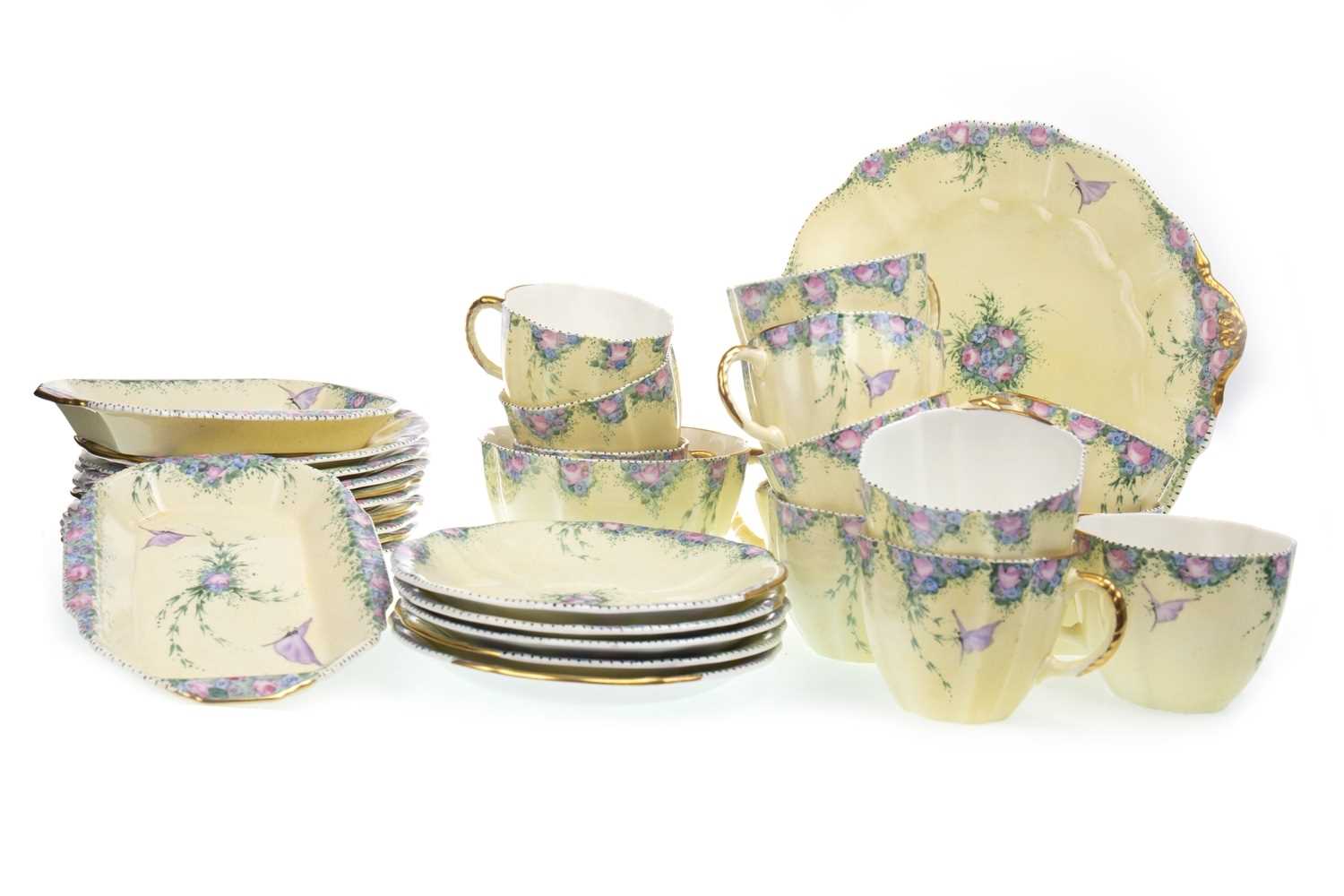 Lot 1283 - A ROYAL CROWN DERBY HAND-PAINTED TEA SERVICE