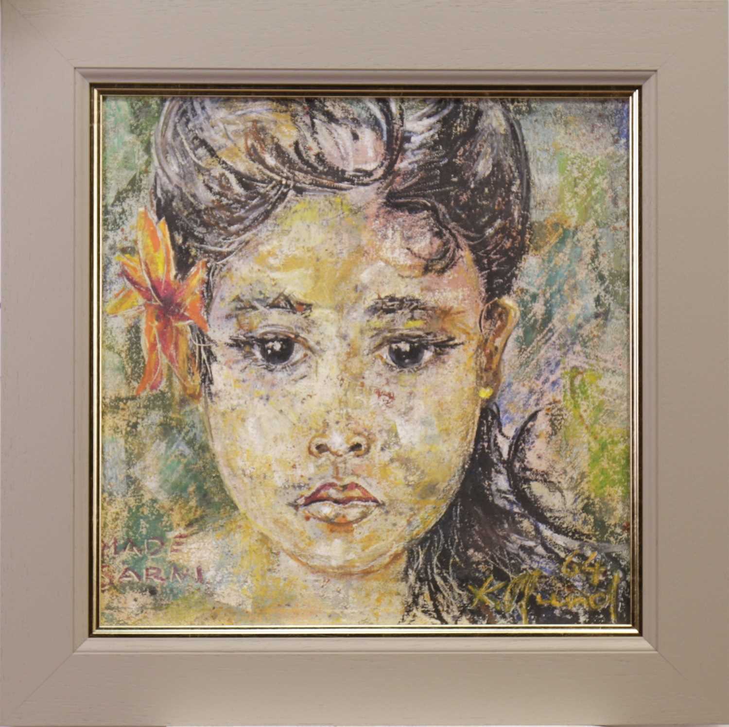 Lot 601 - PORTRAIT OF A YOUNG GIRL, AN OIL BY MADE SARNI