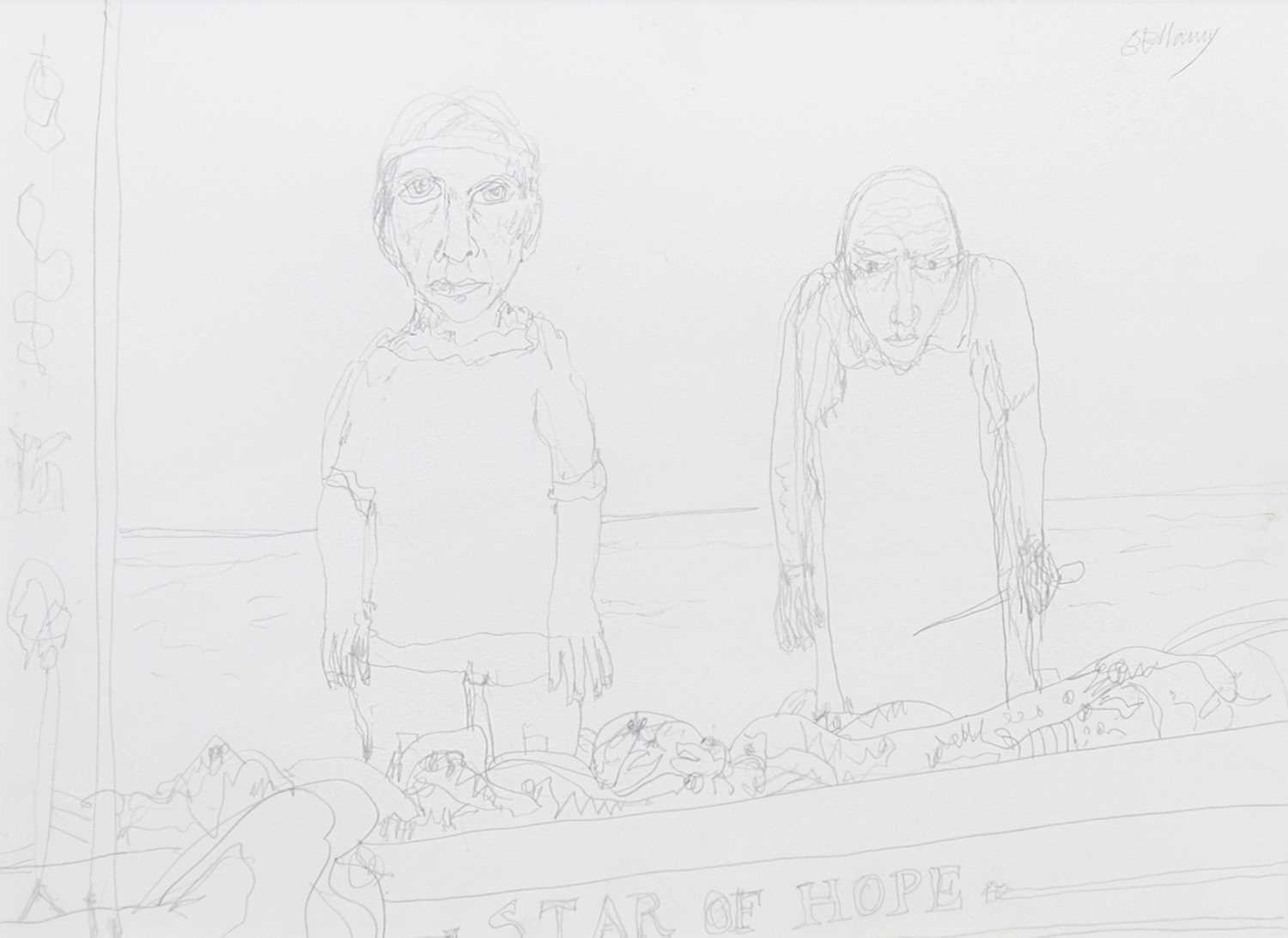 Lot 673 - STAR OF HOPE, A PENCIL SKETCH BY JOHN BELLANY