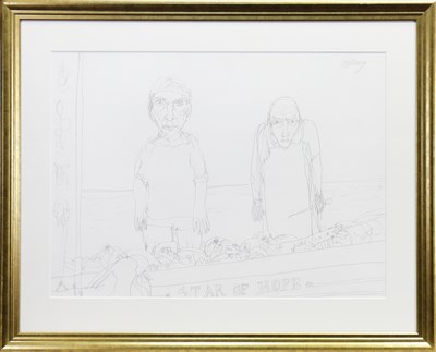 Lot 673 - STAR OF HOPE, A PENCIL SKETCH BY JOHN BELLANY