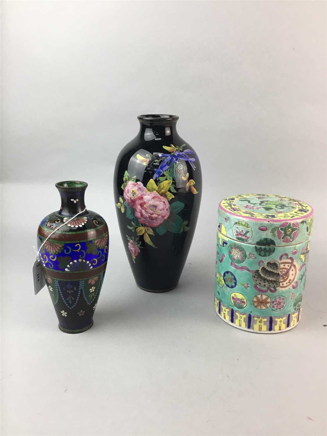 Lot 114 - A CHINESE CLOISONNE VASE AND OTHER ITEMS