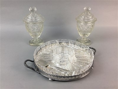 Lot 151 - A PAIR OF EARLY 20TH CENTURY CRYSTAL JARS AND SWAROVSKI CRYSTAL ITEMS